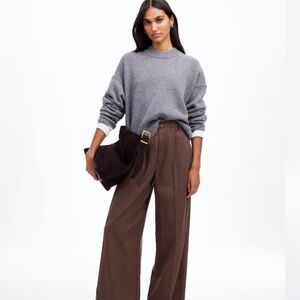Madewell The Harlow Wide-Leg Pant in Drapey Twill “Dark Carob”